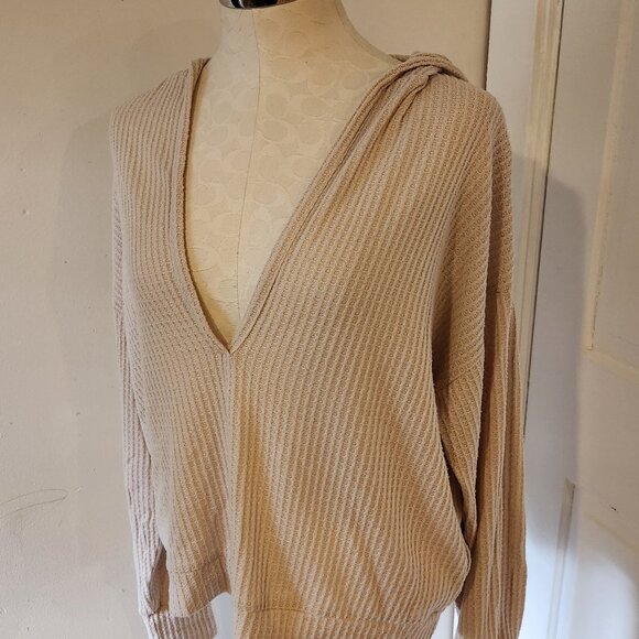 Venus Deep V Neck Hooded Waffle Knit Top Women's‎ Size Medium - Picture 5 of 5